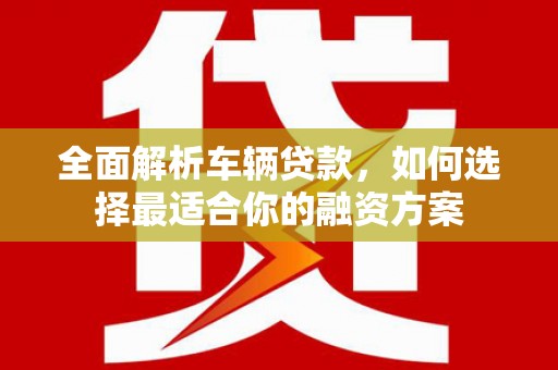 荔波全面解析车辆贷款，如何选择最适合你的融资方案